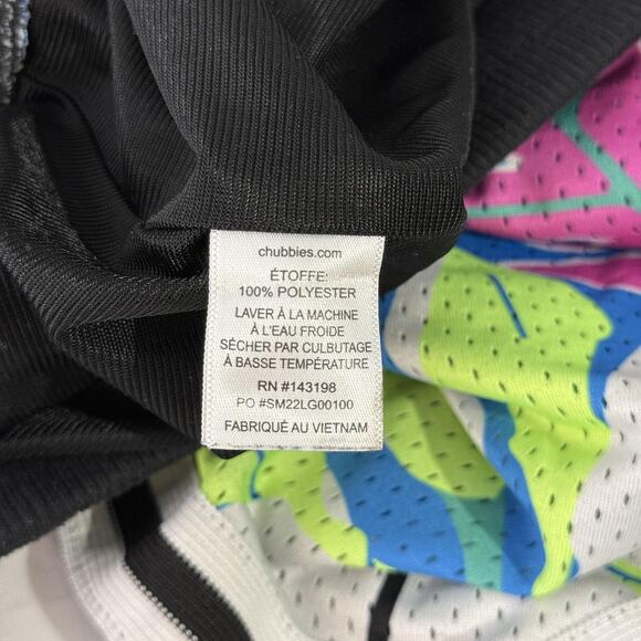 Chubbies Shorts Mens Large Blue Neon Floral Mesh Lined Athletic Swim Retro Style - Picture 4 of 7